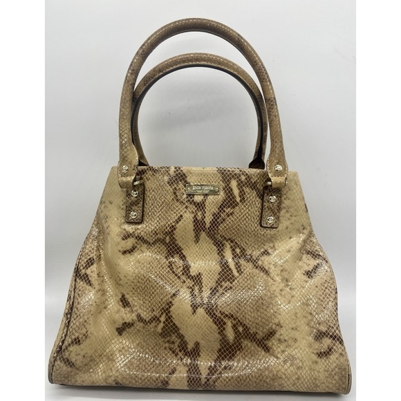 Kate Spade‎ Tan Python Snake Print Shoulder Bag With Purple Interior With COA - Picture 1 of 11